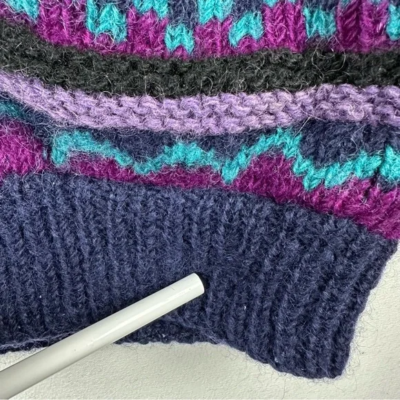 Lost Horizons Wool Button Down Cardigan Sweater Fair Isle Handmade Nepal - Picture 8 of 8